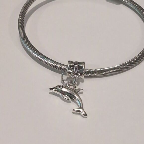 Silver Dolphin Dangle Charm‎ for Pandora Style Bracelet - Picture 3 of 5